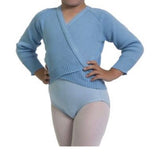 Primrose Baby Blue Knitted Look Child Ballet Wrap Top 
