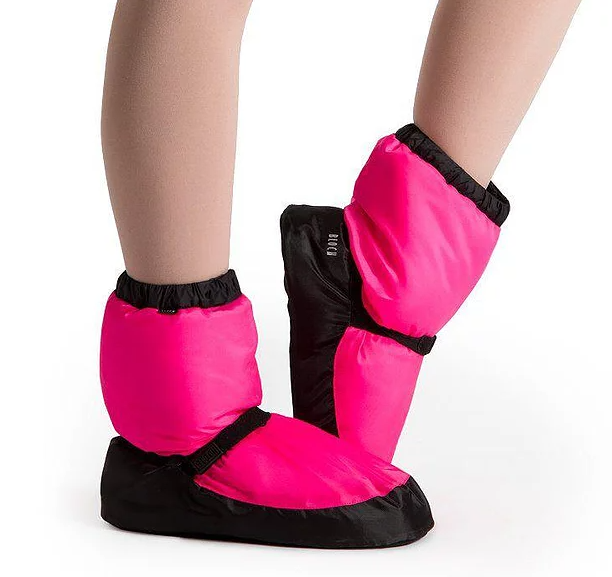 Pair of Pink and Black Warm Up Booties 