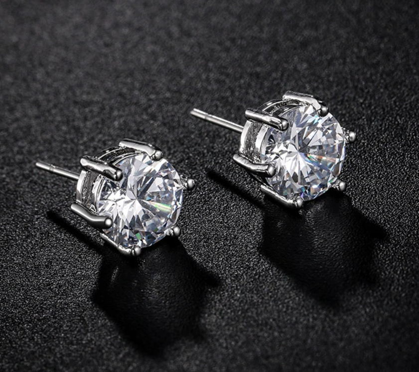Pair of round diamante stud earrings 