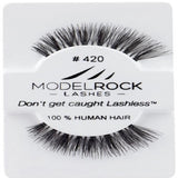 Model Rock false eyelashes packaging with branding and product details.