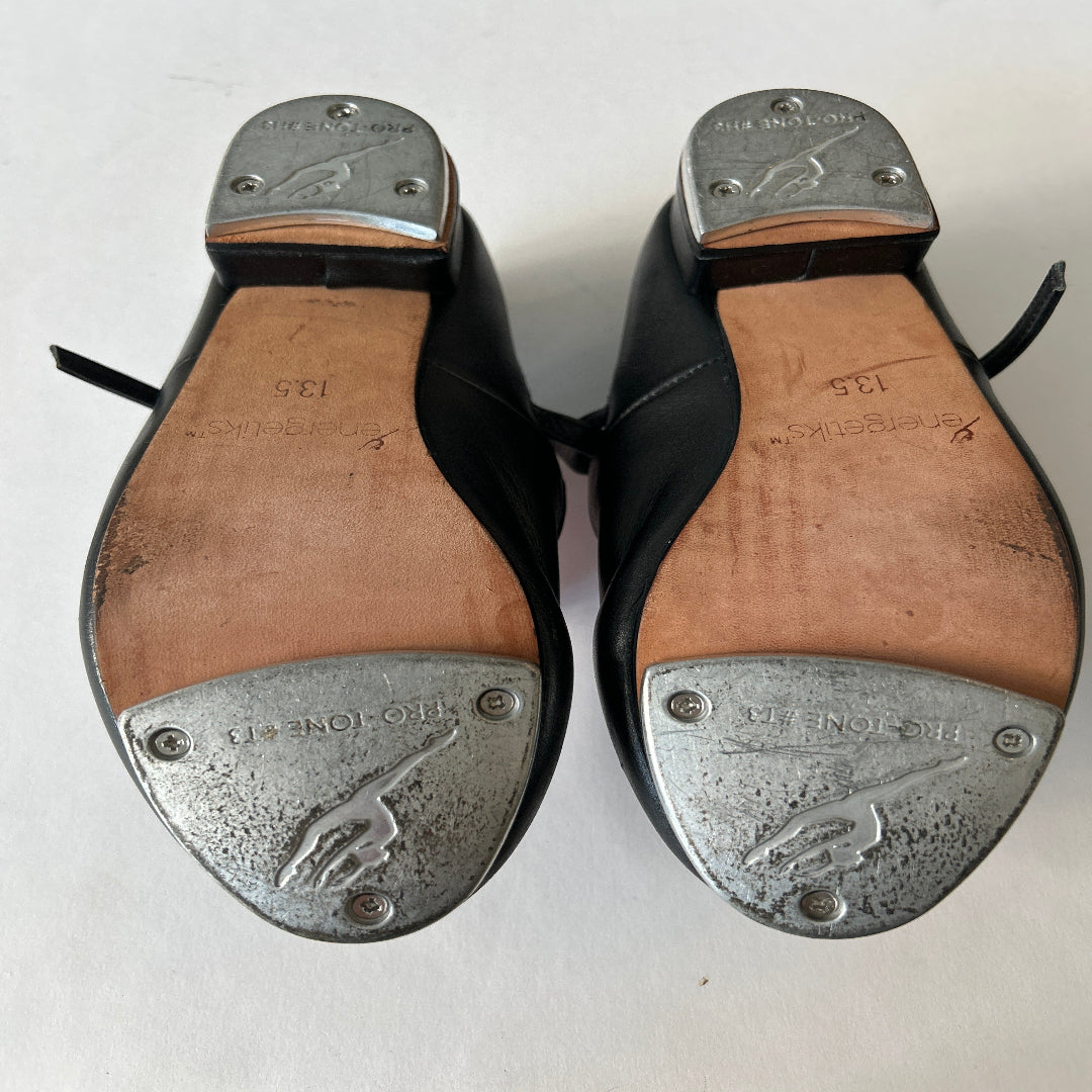 Bottom view of a pair of Energetiks Black Tap Shoes
