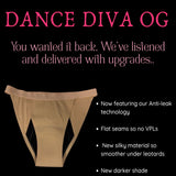 Beige 'Dance Diva OG' Period High Cut Undies info on how they have been upgraded