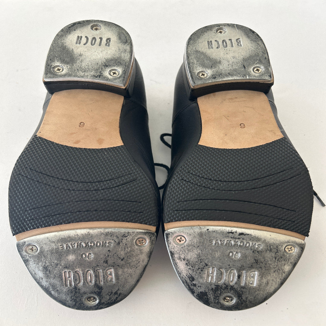 Bottom view of a pair of Bloch Lace Up Tap Shoes