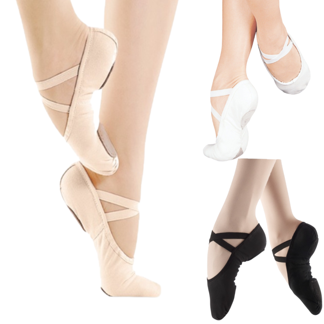 So Danca Split Sole Canvas Ballet Shoes in Pink, White & Black 