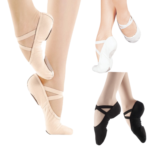 So Danca Split Sole Canvas Ballet Shoes in Pink, White & Black 