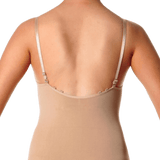 Back view of Tan Bodysuit/Bodystocking with clear straps 