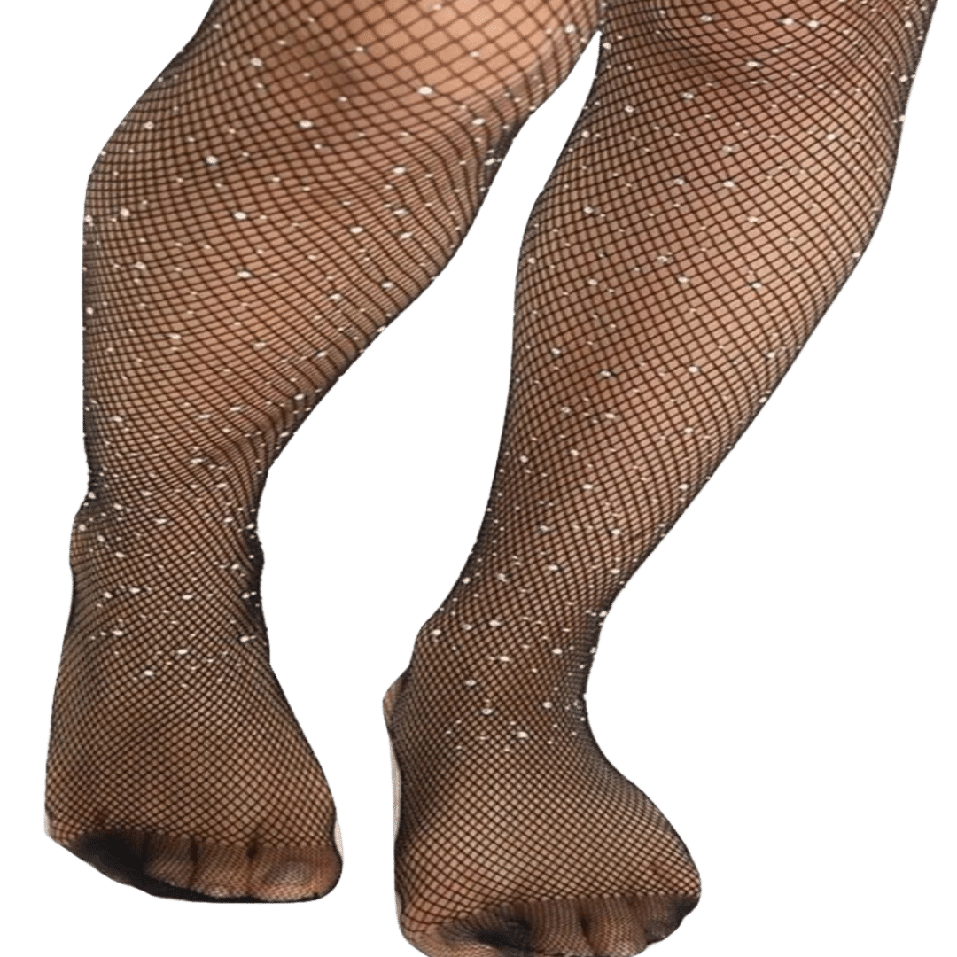 Footed Diamante Fishnet Tights in Black Active Style Dancewear