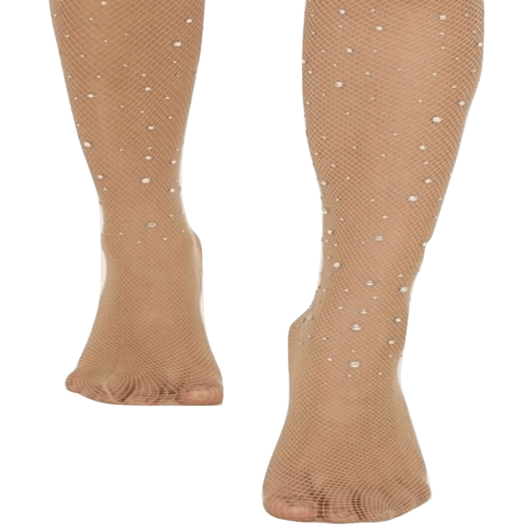Footed Diamanté Fishnet Tights - Sand or Black – Active Style