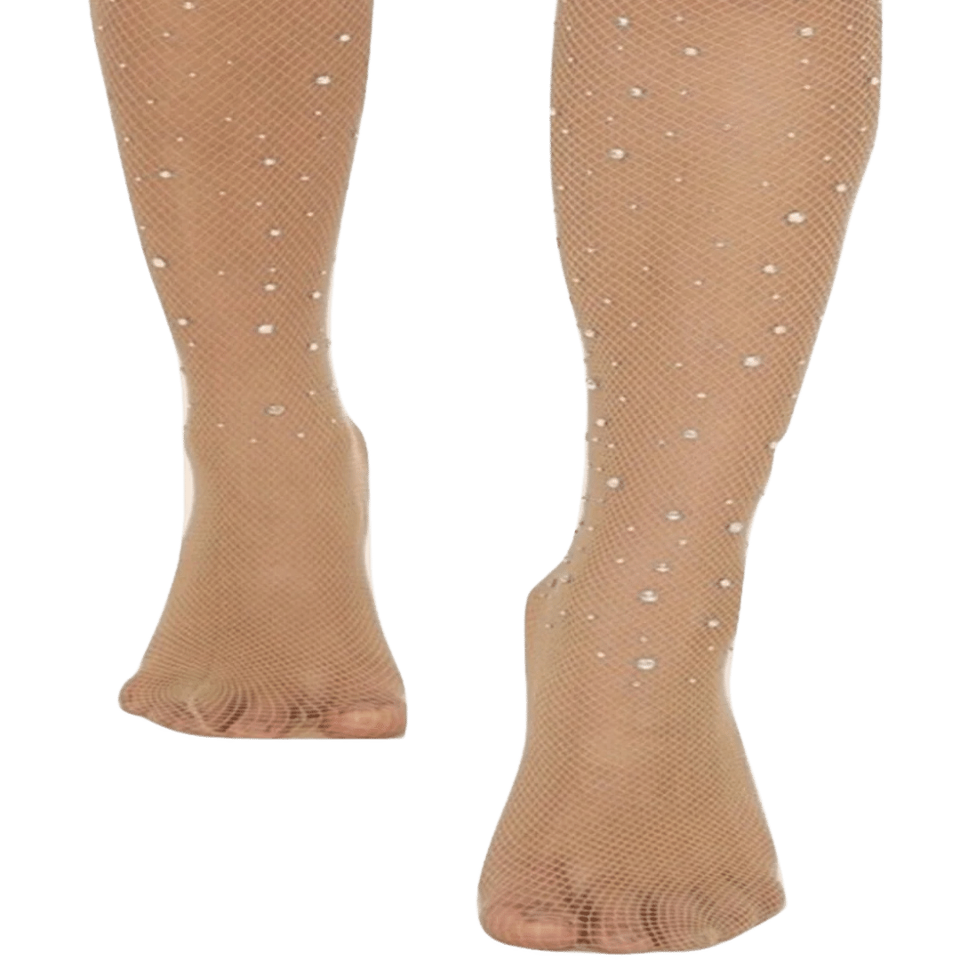 Footed Diamante Fishnet Tights in Skin tone Active Style Dancewear