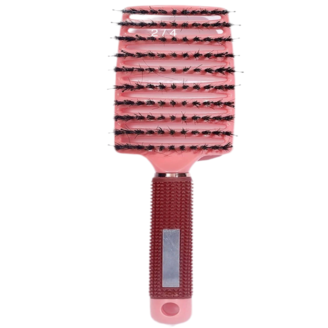 Coral coloured detangling hairbrush with black bristles