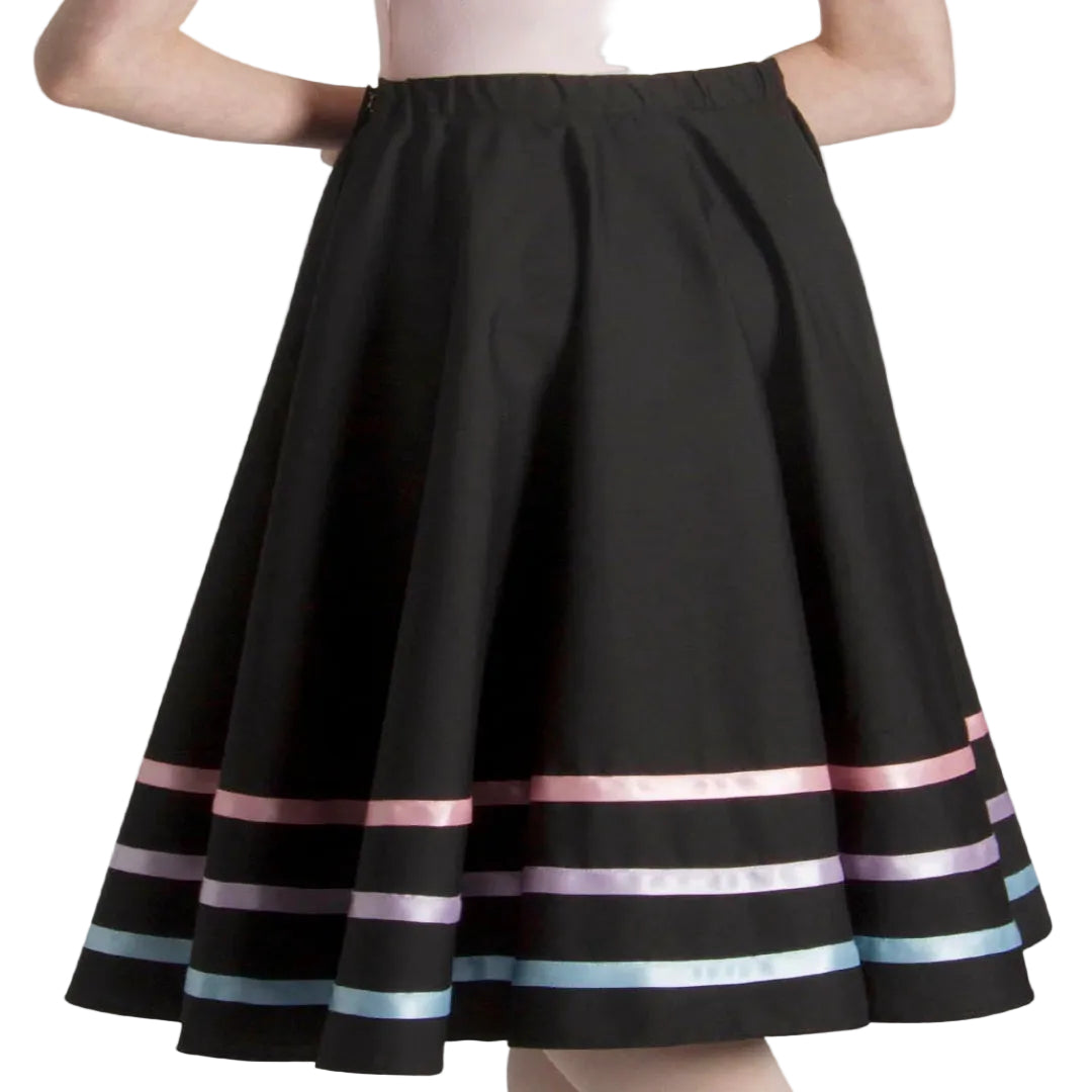 Black Character Skirt with 3 pastel satin ribbons