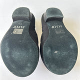Rear view of a pair of second hand Bloch Character shoes in size 5.5