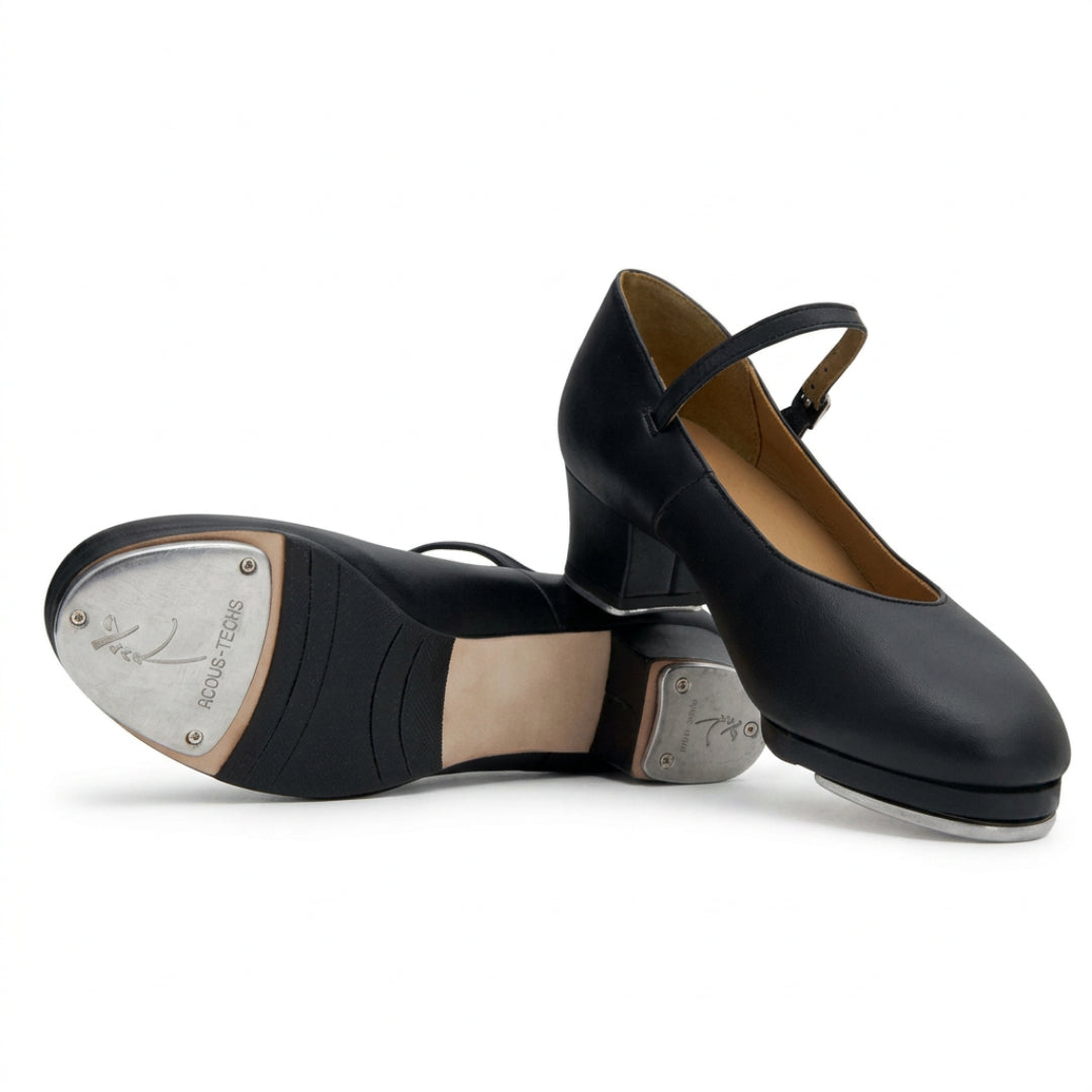 Slick High Heel Double Sole Tap Shoes in Black