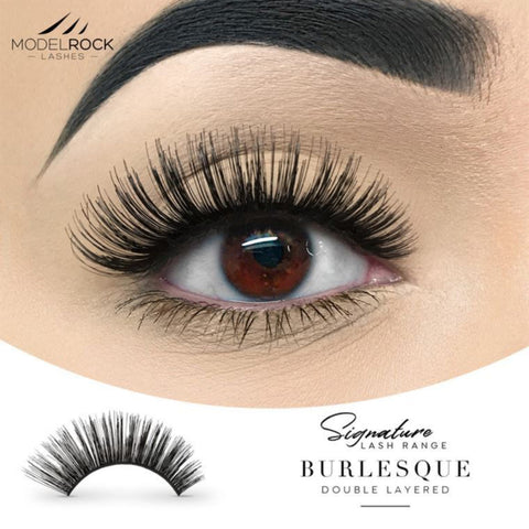 Close-up of an eye with ModelRock Burlesque double layered lashes 