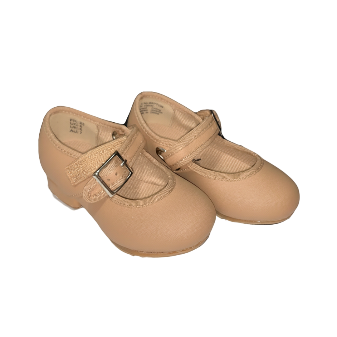 Little Tappers Tan Tap shoes with velcro closure