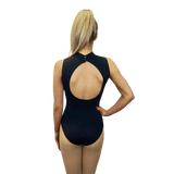 Maria High Neck Leotard by Dttrol in black - rear view