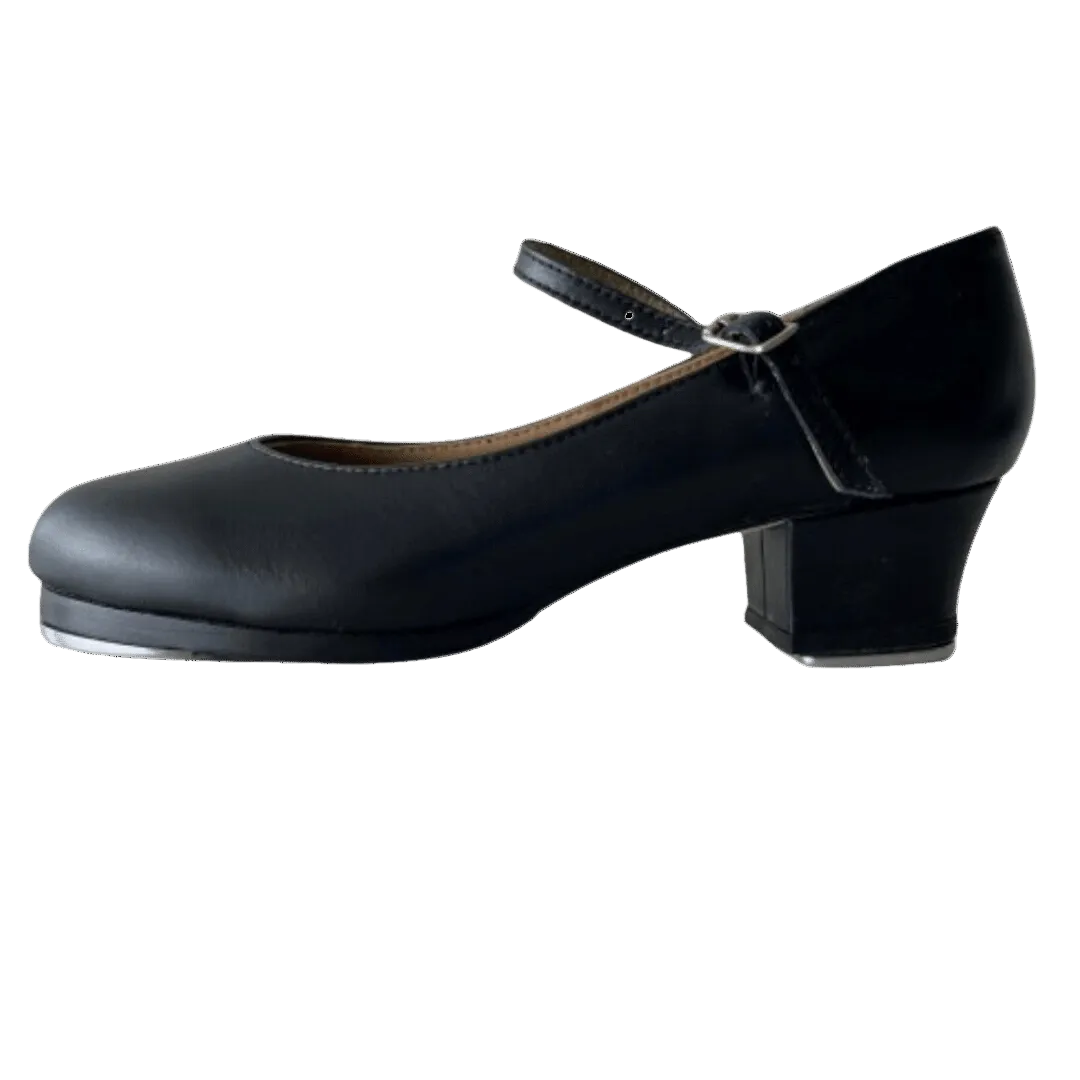 Slick High Heel Double Sole Tap Shoe in Black