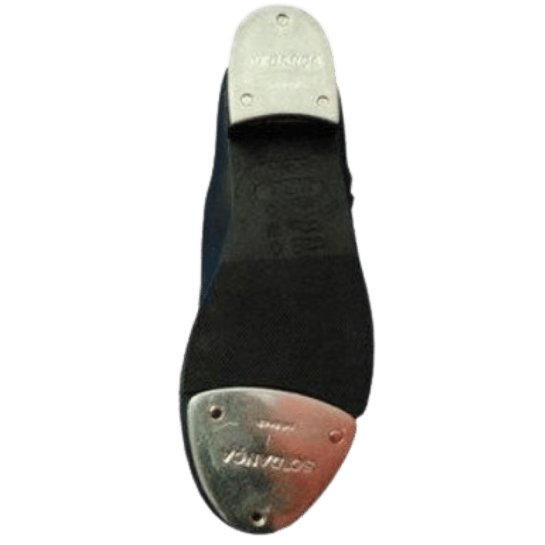 Bottom view of So Danca Buckle Tap Shoes in Black 