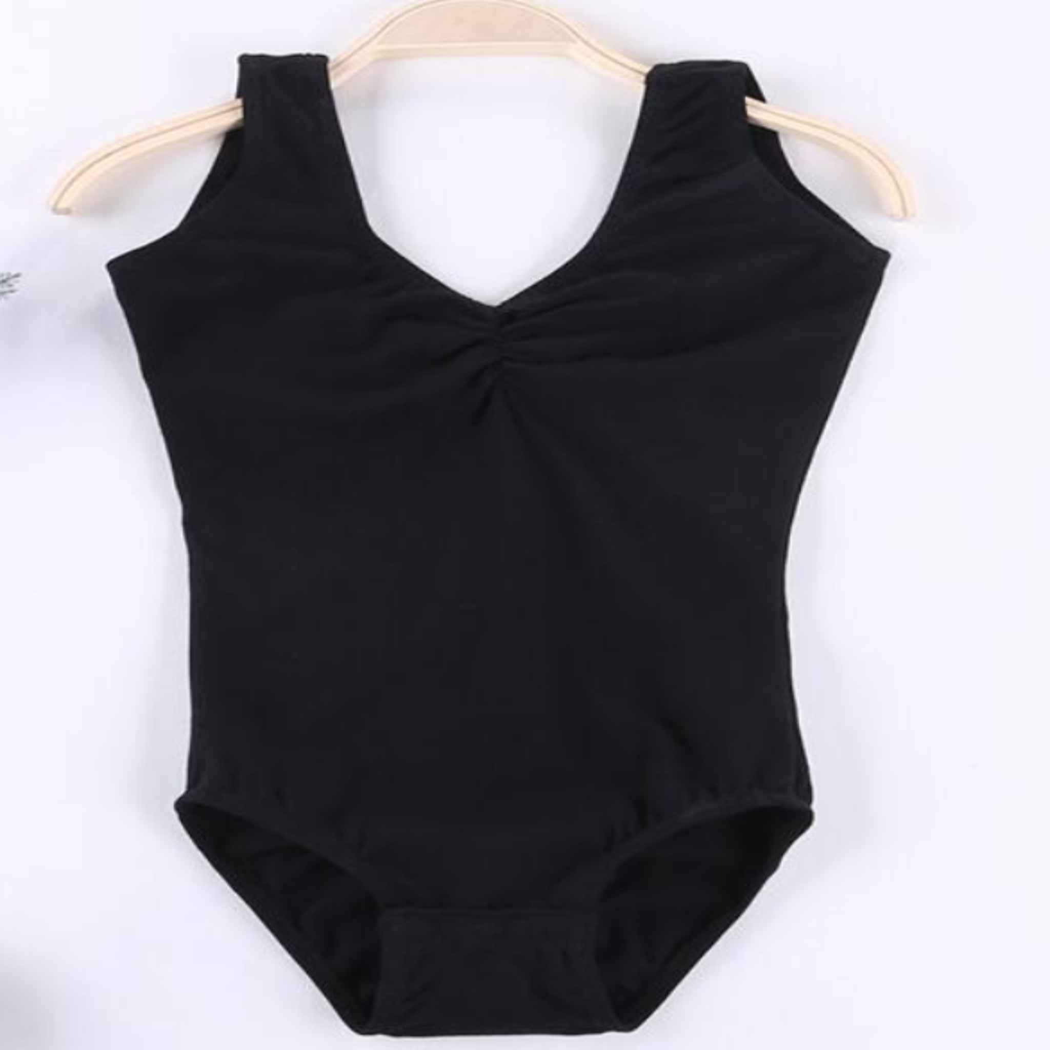 Basic Girl's Pinched Front Tank Leotard in Black