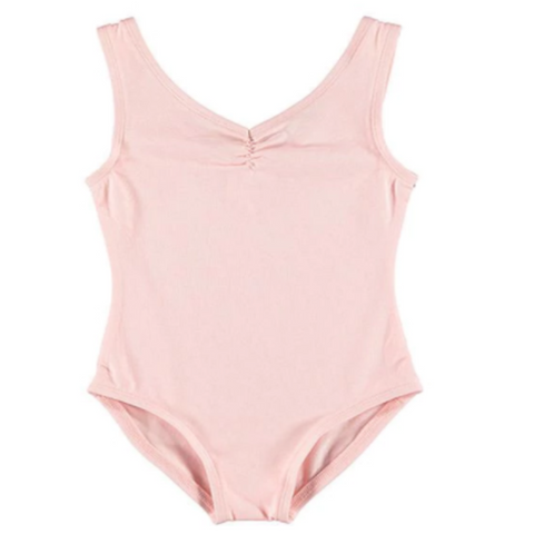 Basic Girl's Pinched Front Tank Leotard in Baby Pink