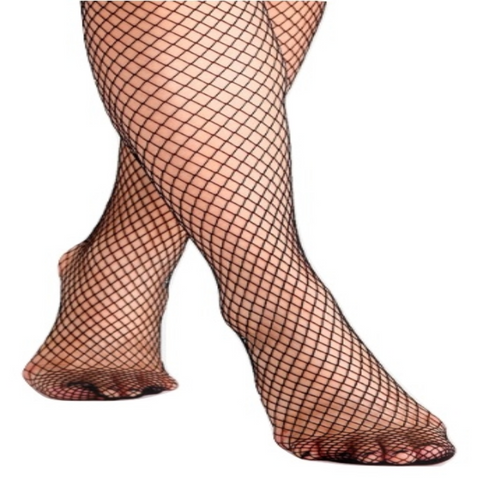 Footed Black Fishnet Stockings 