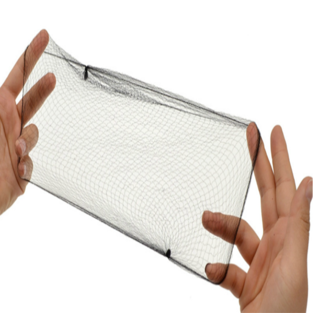 Bun Net in Black stretched out between two hands
