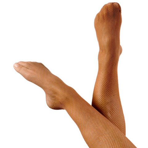 Footed Fishnet Stockings in Tan by Fiesta