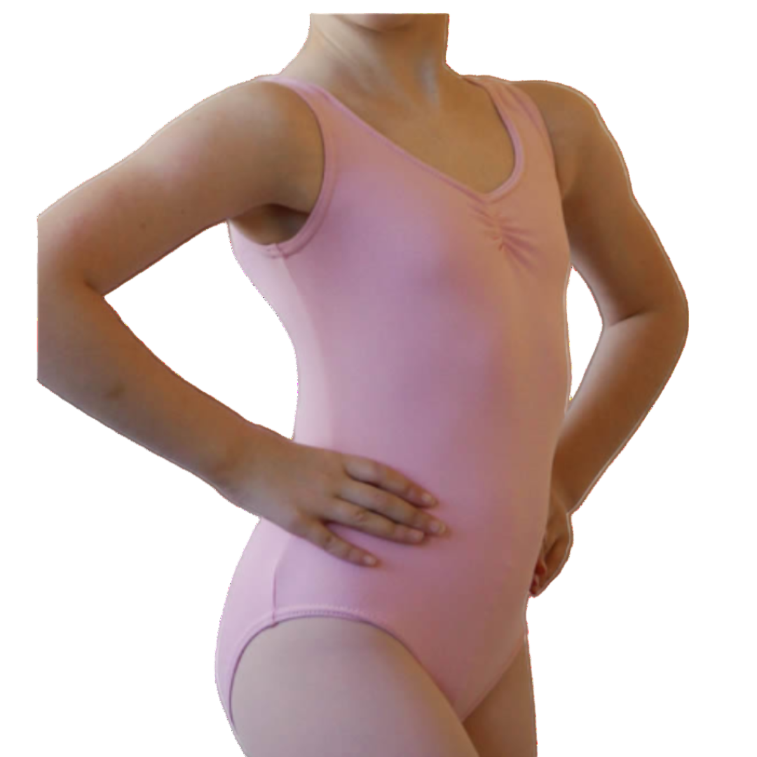 Baby Pink Cotton Child's Pinch Front Tank Leotard