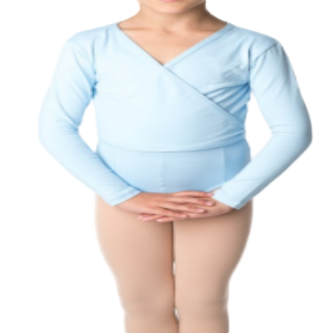 Violet Lycra Cross Over Ballet Wrap in Baby Blue