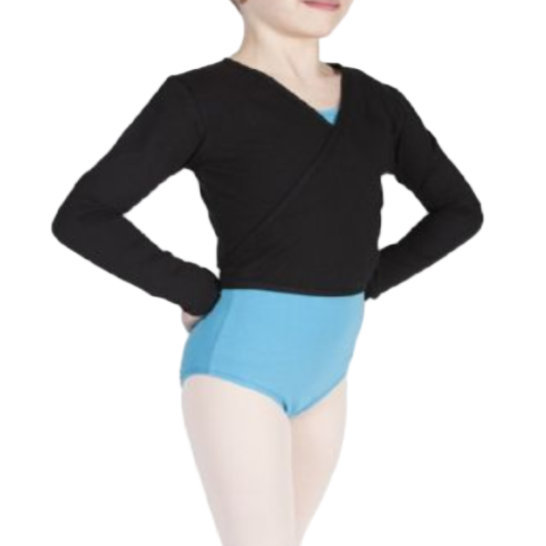 Violet Lycra Cross Over Ballet Wrap in Black